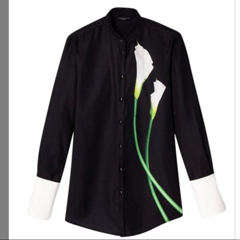 Victoria Beckham Black Calla Lily Button-down Top